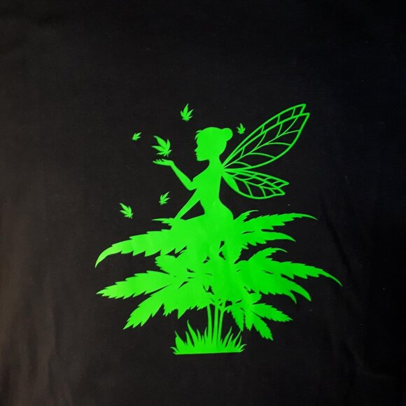 Cannabis Fairy Crew Neck T-Shirt - Picture 1 of 4